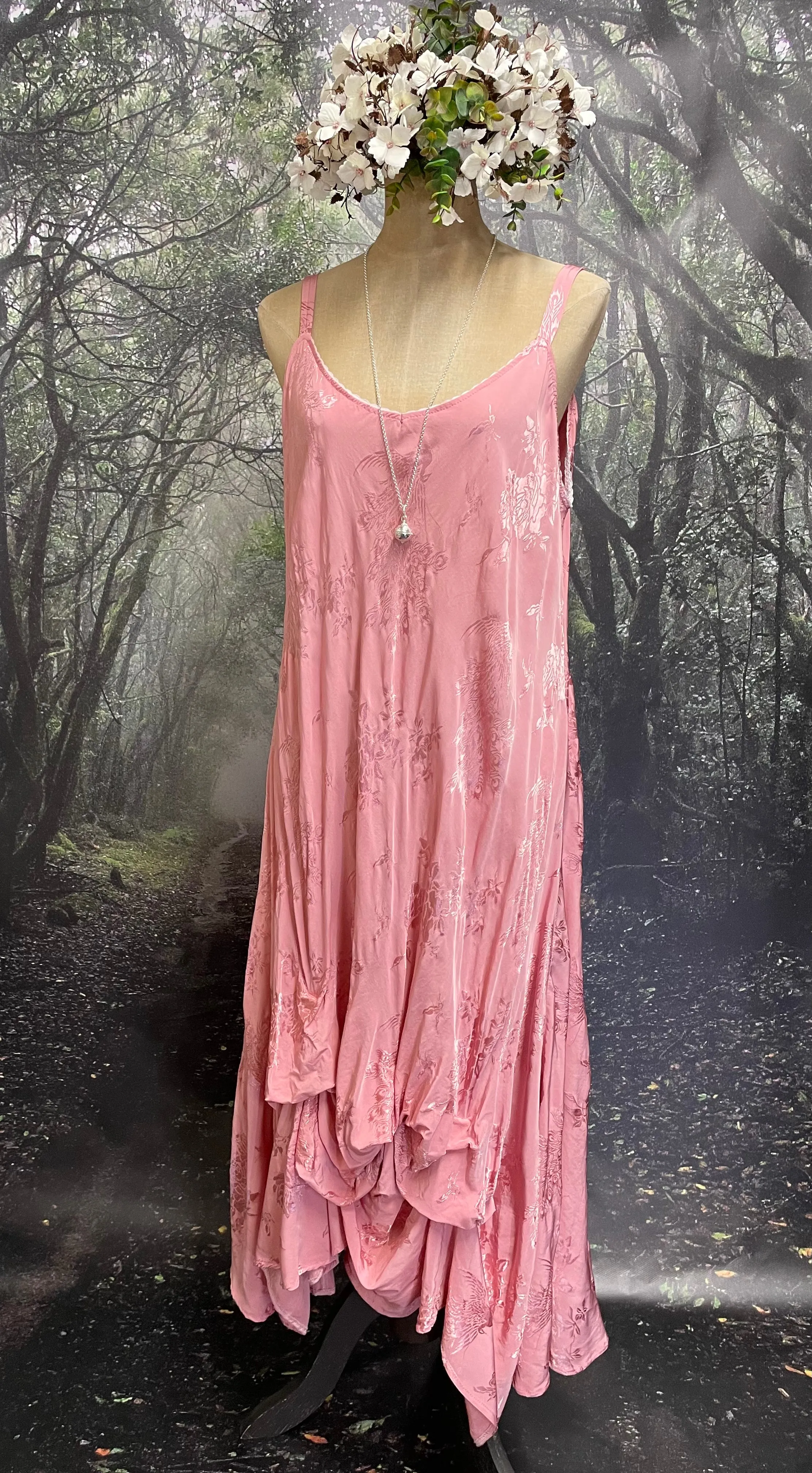 Pink embossed slipdress
