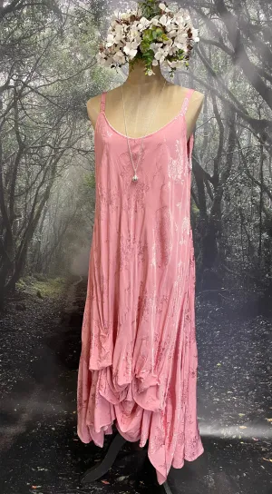 Pink embossed slipdress
