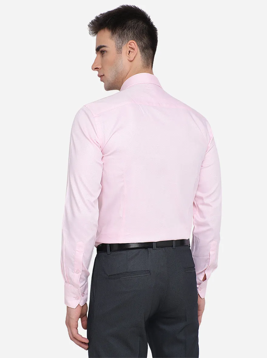 Pink Solid Slim Fit Formal Shirt | Metal