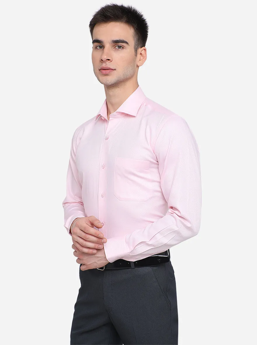 Pink Solid Slim Fit Formal Shirt | Metal