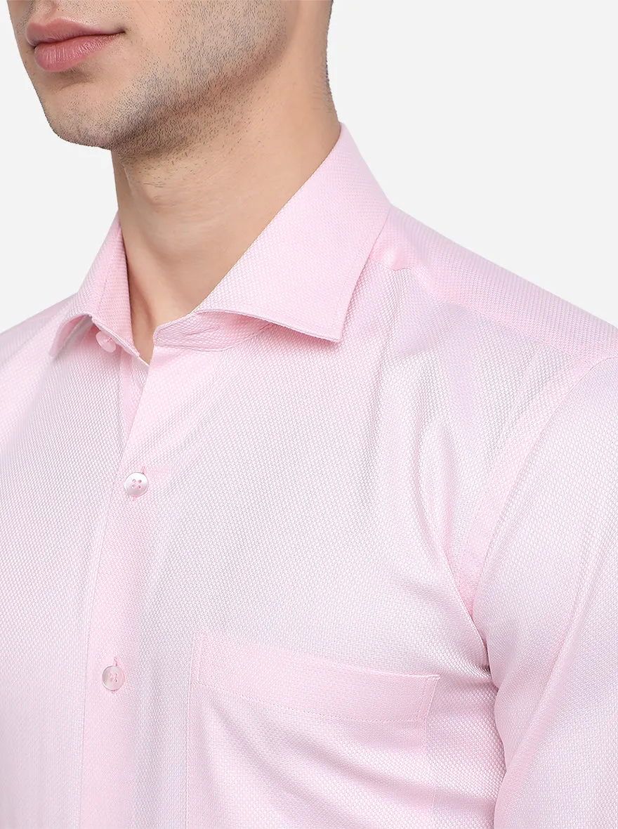 Pink Solid Slim Fit Formal Shirt | Metal