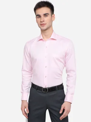 Pink Solid Slim Fit Formal Shirt | Metal