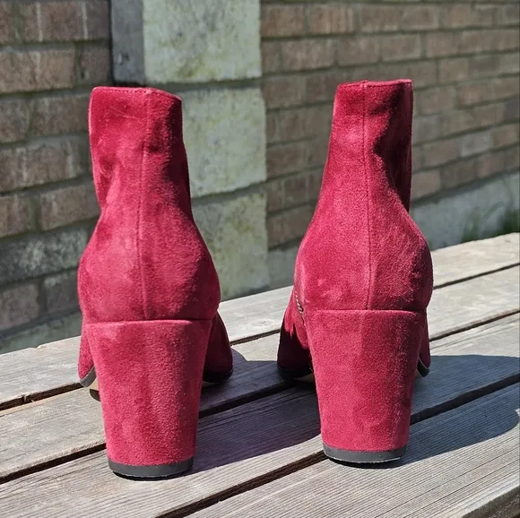 Pomme D'or red suede ankle booties