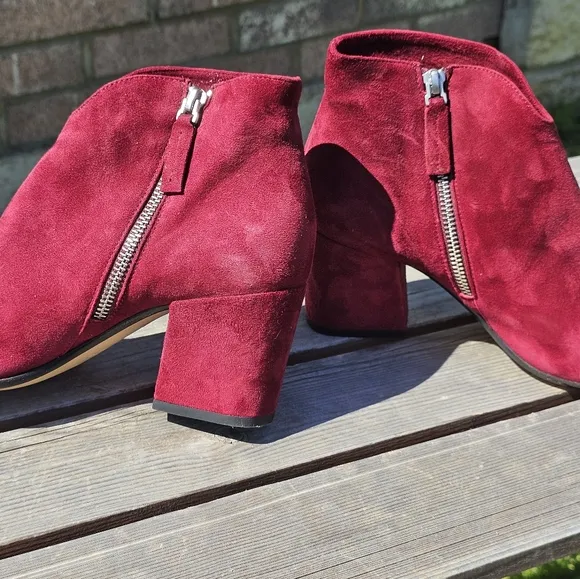 Pomme D'or red suede ankle booties