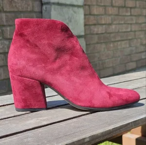 Pomme D'or red suede ankle booties