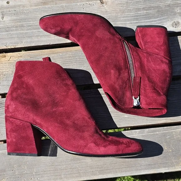 Pomme D'or red suede ankle booties
