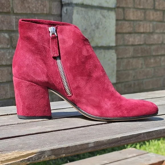 Pomme D'or red suede ankle booties
