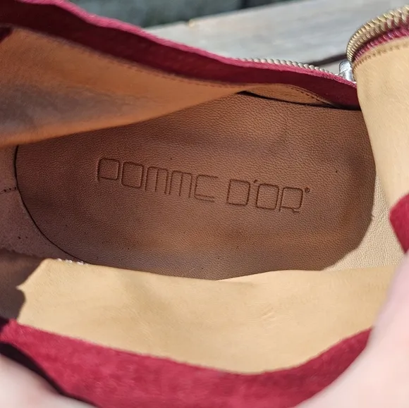Pomme D'or red suede ankle booties