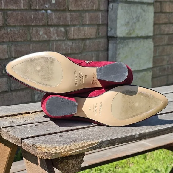 Pomme D'or red suede ankle booties