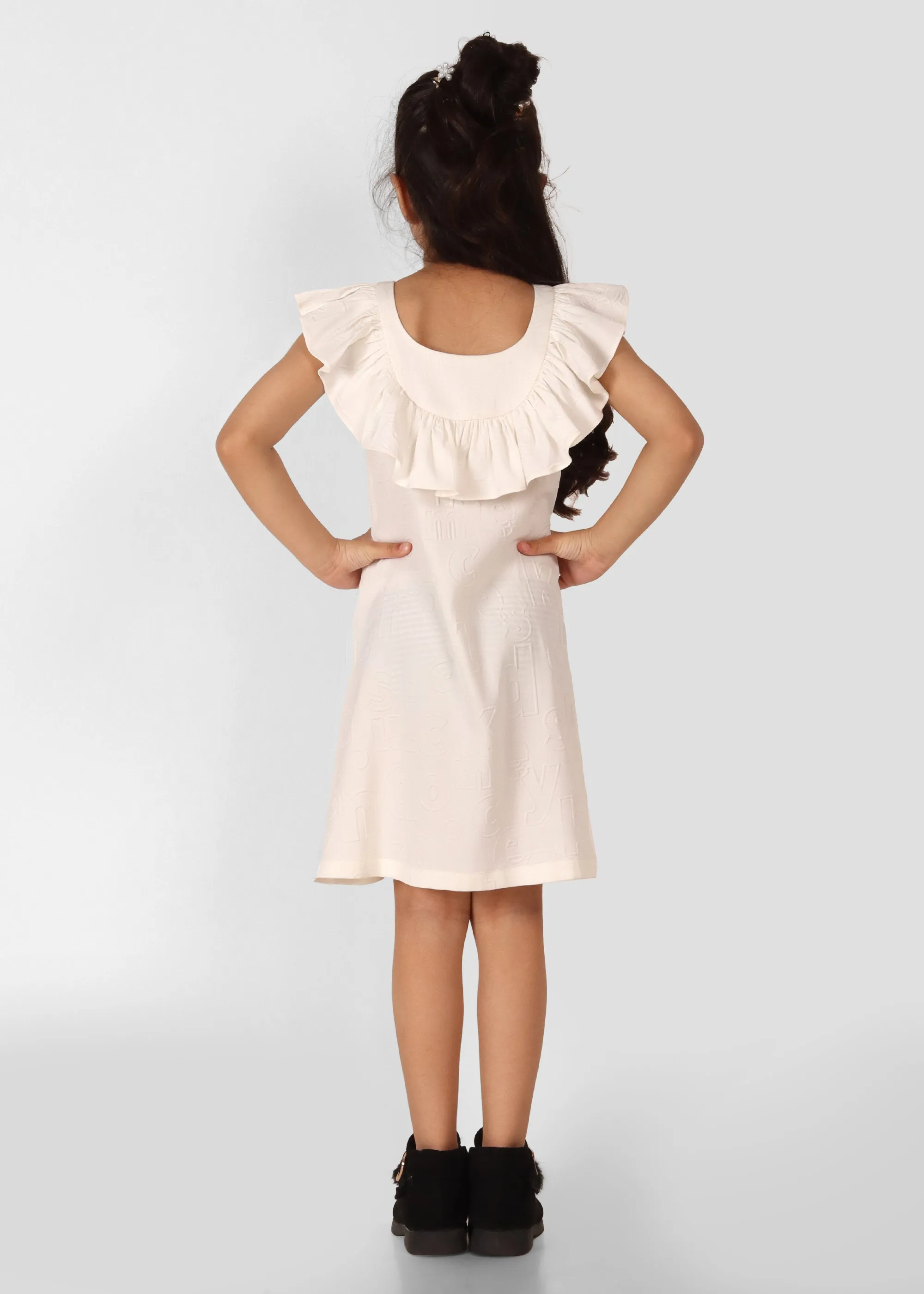 Premium Embossed Ruffle Dress