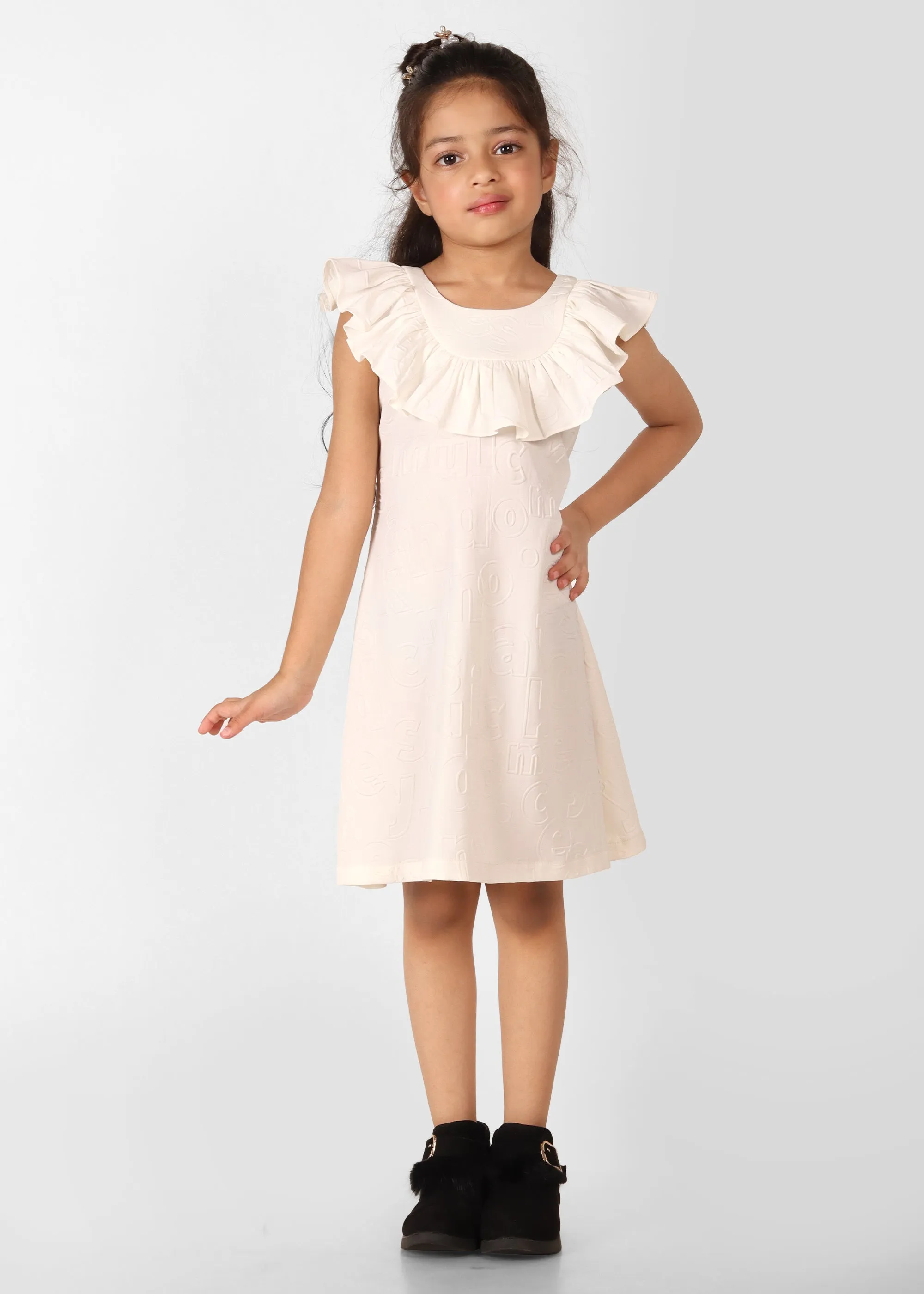 Premium Embossed Ruffle Dress