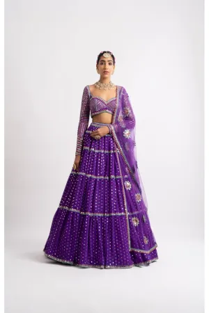 Purple Multi Tier Multi Color Lehenga Set