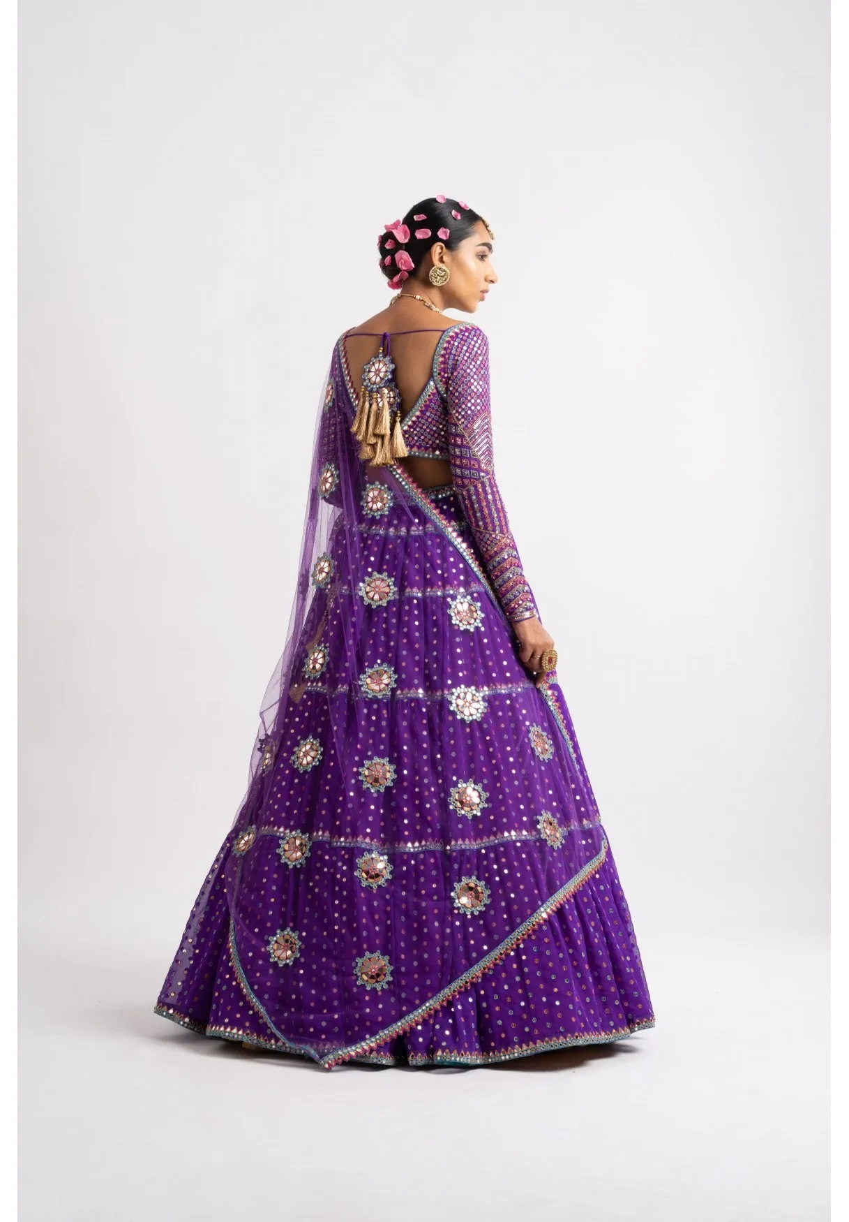 Purple Multi Tier Multi Color Lehenga Set