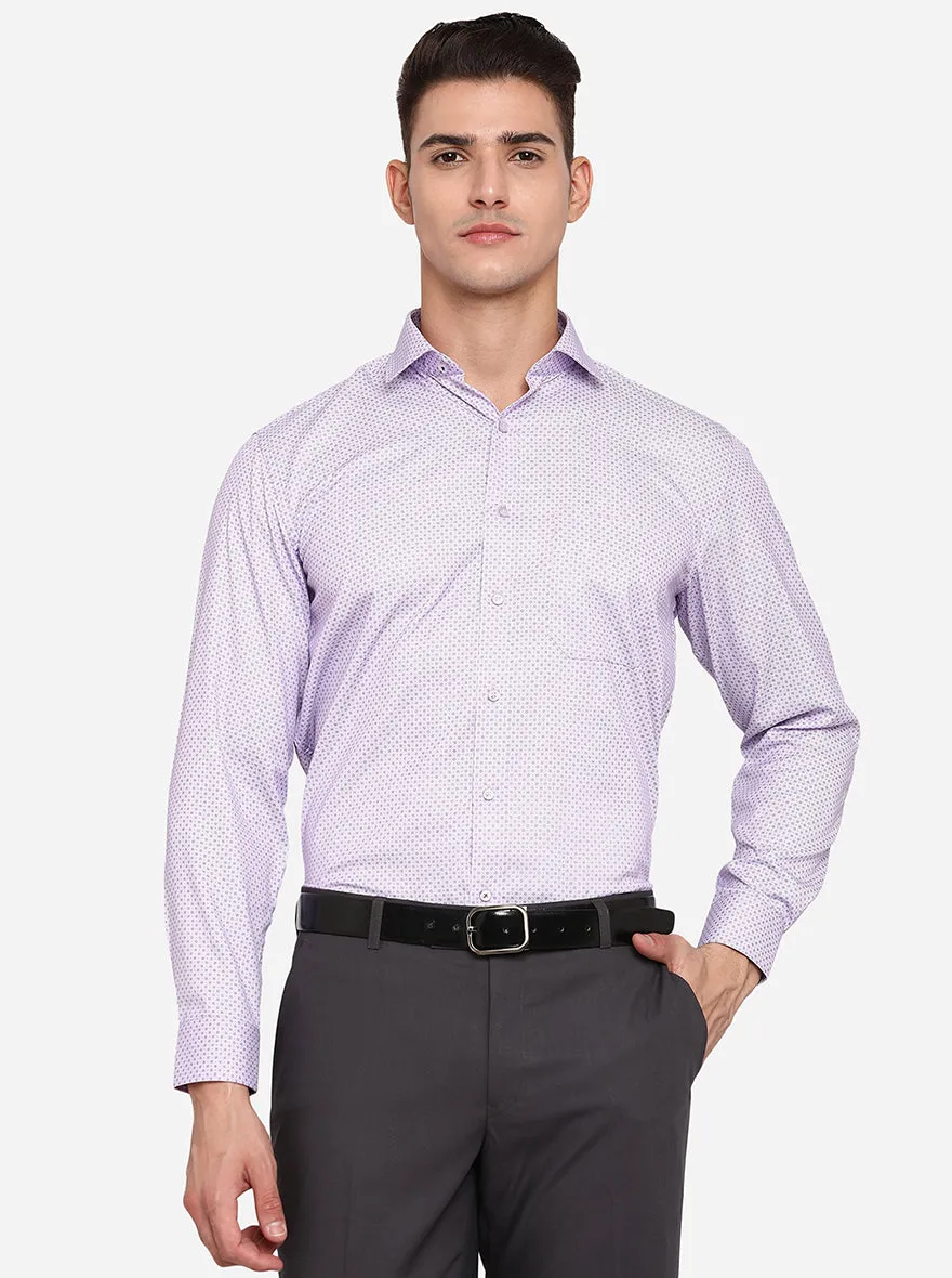 Purple Printed Regular Fit Formal Shirt | Greenfibre