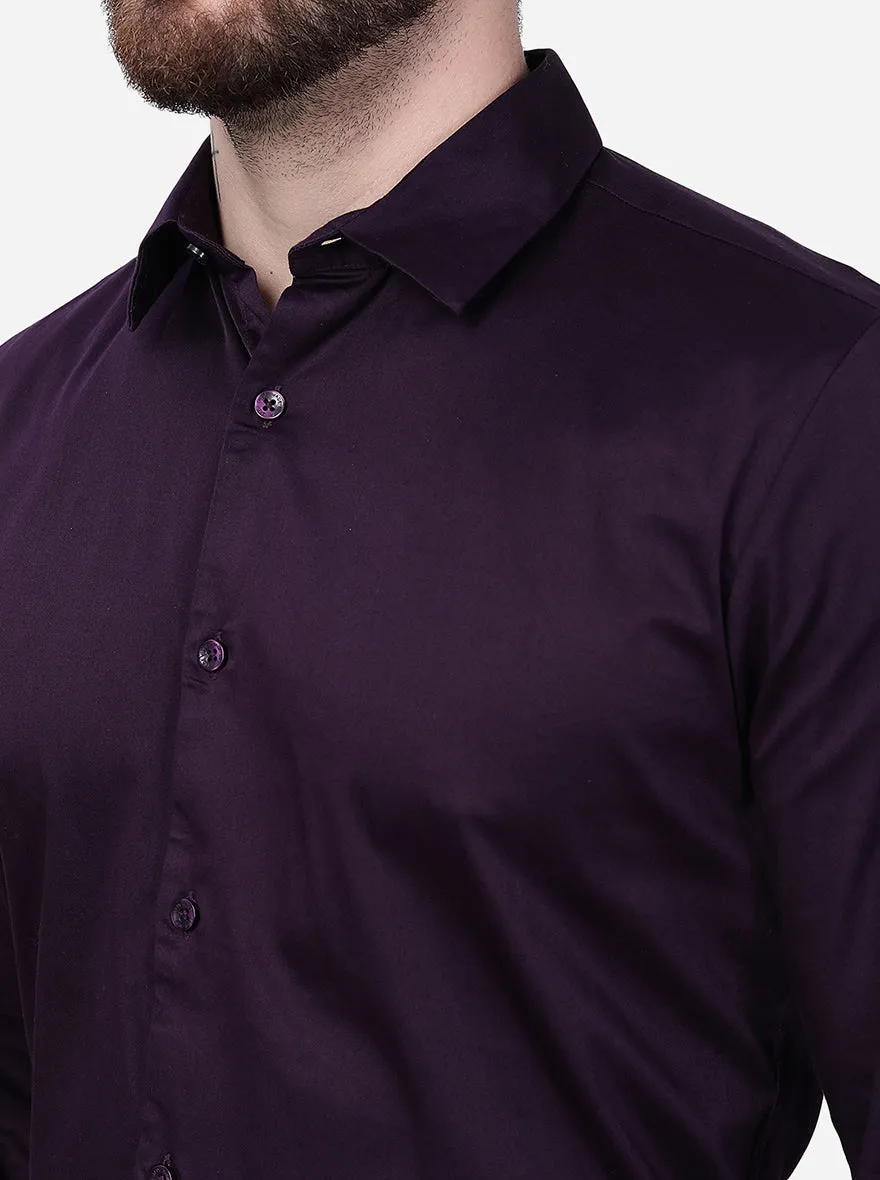 Purple Solid Slim Fit Casual Shirt | JadeBlue