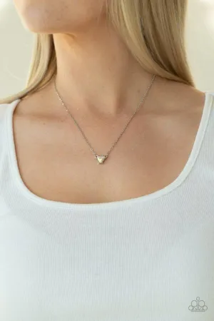 "Downright Dainty" Silver Metal Trillion Cut Rainbow Iridescent Necklace Set
