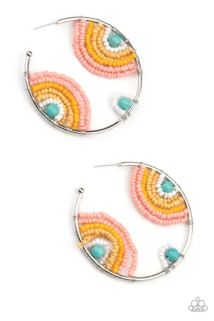 Rainbow Horizons - Multi Earrings (white, desert mist, marigold, and burnt coral seed beads)
