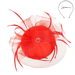 Red Hat Fascinator with Jewel Accent