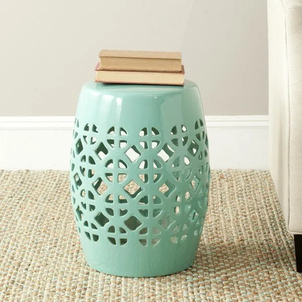 Robins Egg Blue Circle Lattice Garden Stool Design: ACS4508C