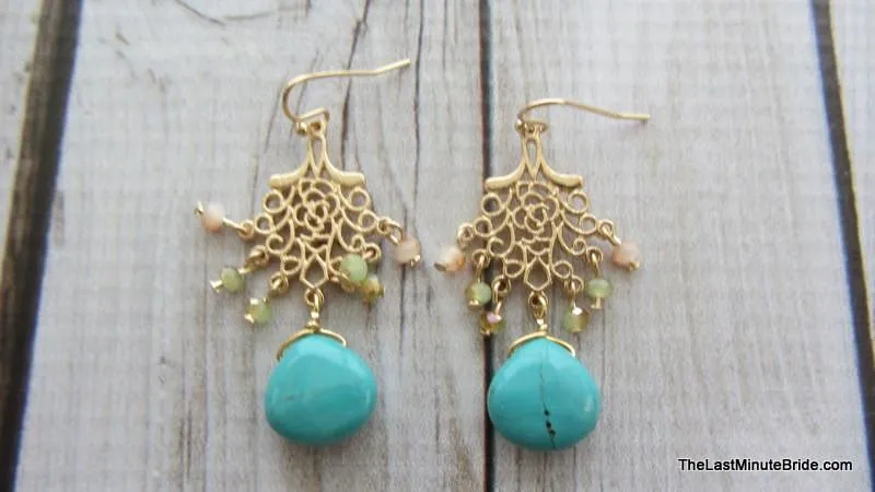 Semi Precious Stone Dangle Earrings