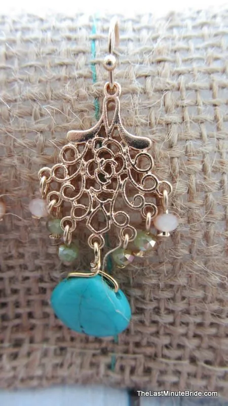 Semi Precious Stone Dangle Earrings