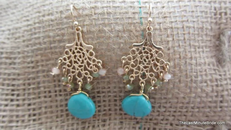 Semi Precious Stone Dangle Earrings