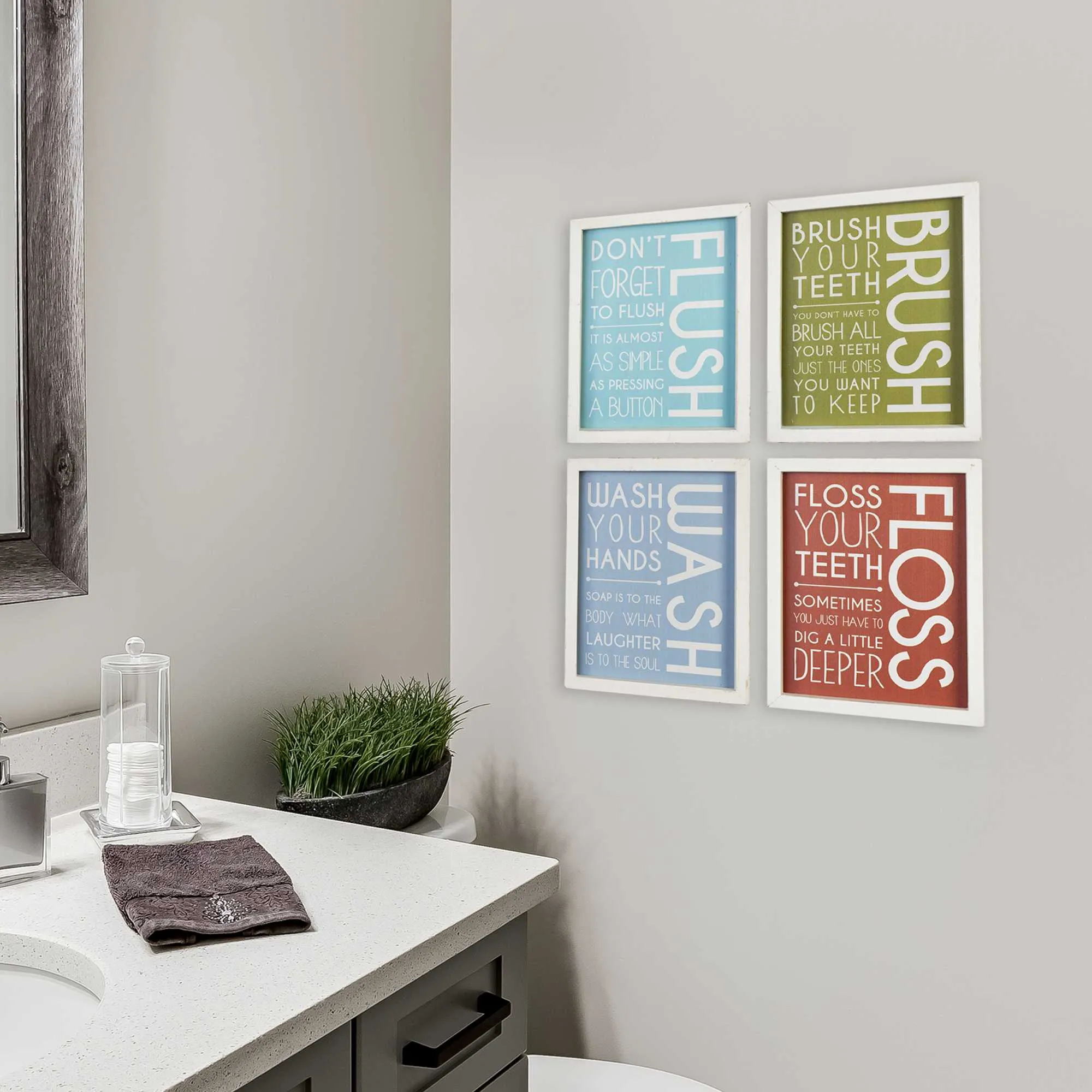 Set of 4 Bathroom Wall Art