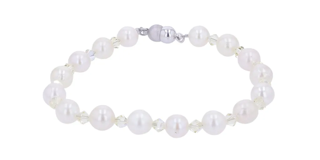 Silver Pearl & Quartz Bracelet