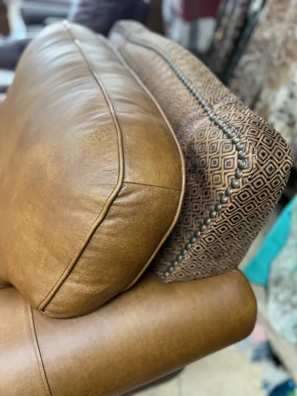 Silverado Chair and Ottoman Set in Leather and Cowhide