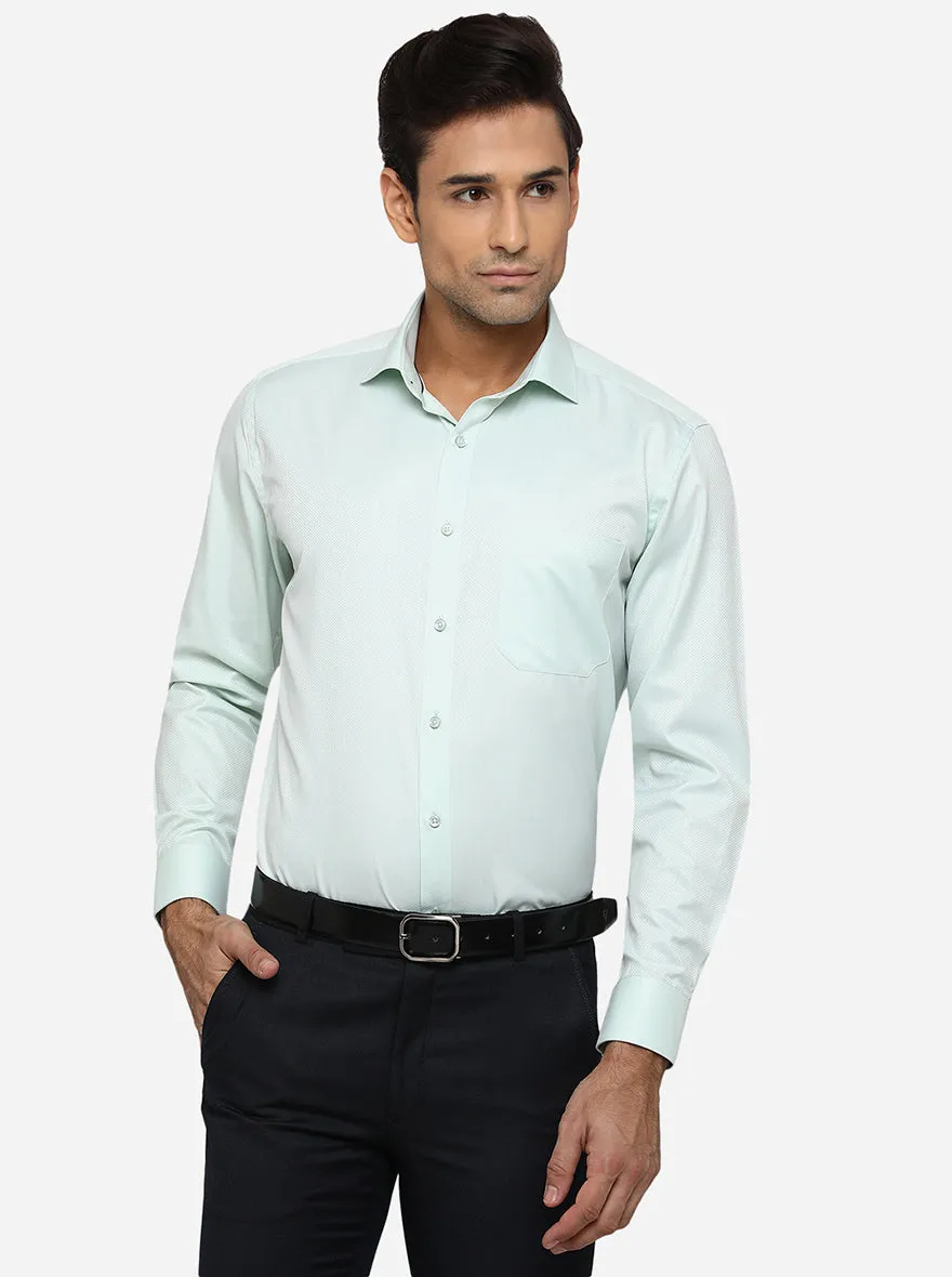 Sky Blue Dobby Regular Fit Formal Shirt | Greenfibre