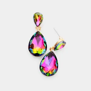 Small Multi-Color Crystal Teardrop Dangle Earrings | Little Girls | Older Girls Interview | 444481
