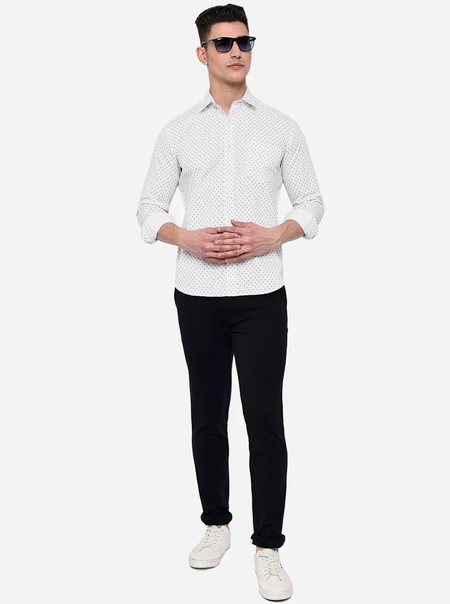 Snow White Printed Slim Fit Casual Shirt | JadeBlue