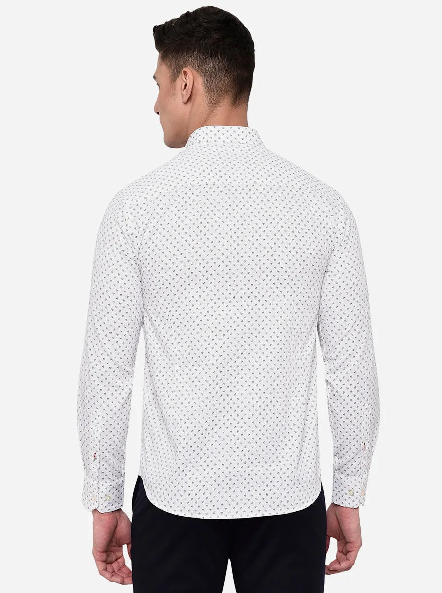 Snow White Printed Slim Fit Casual Shirt | JadeBlue