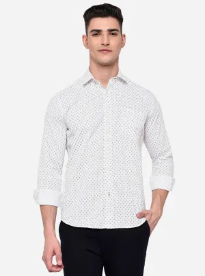 Snow White Printed Slim Fit Casual Shirt | JadeBlue