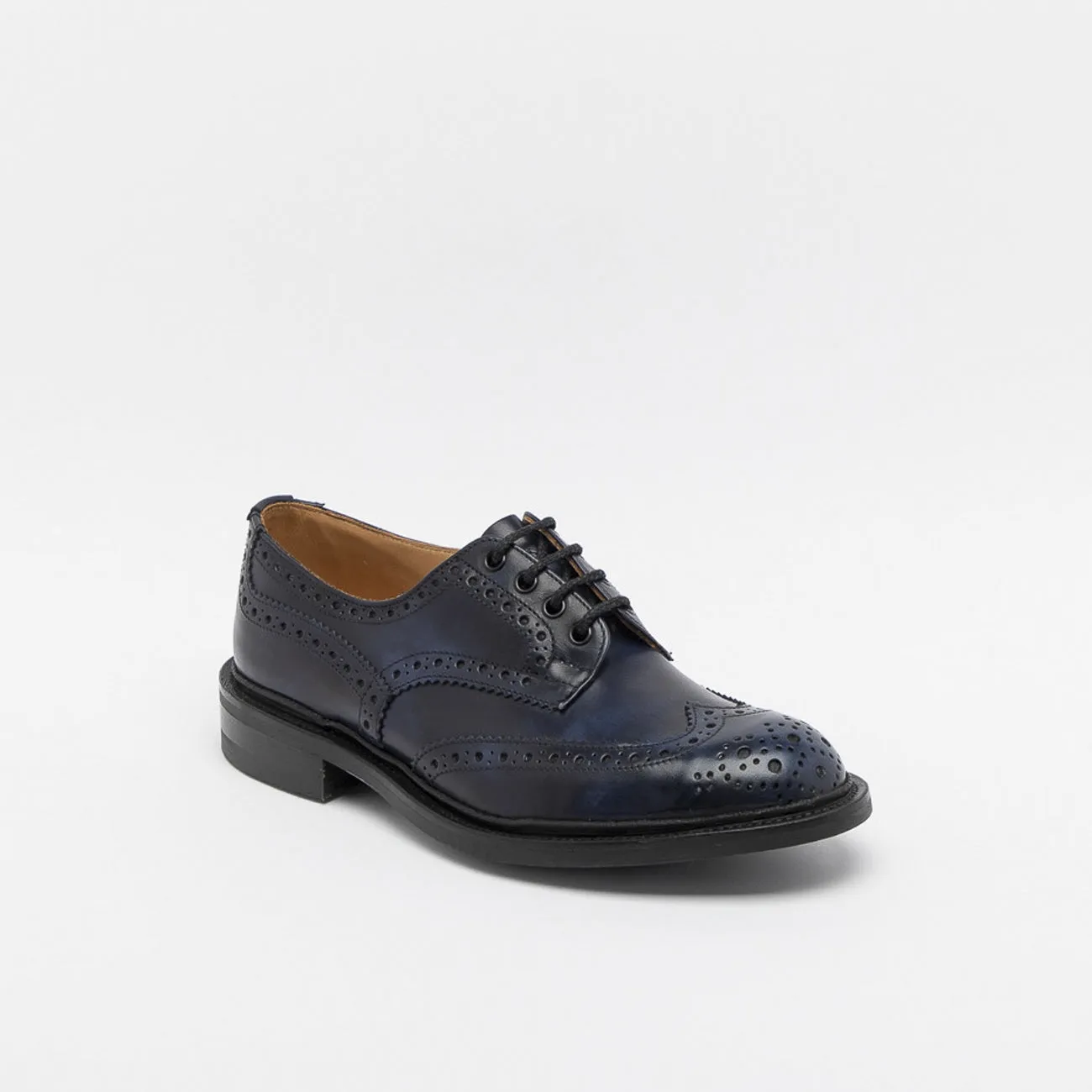 Stringata derby Tricker's Bourton in pelle blu