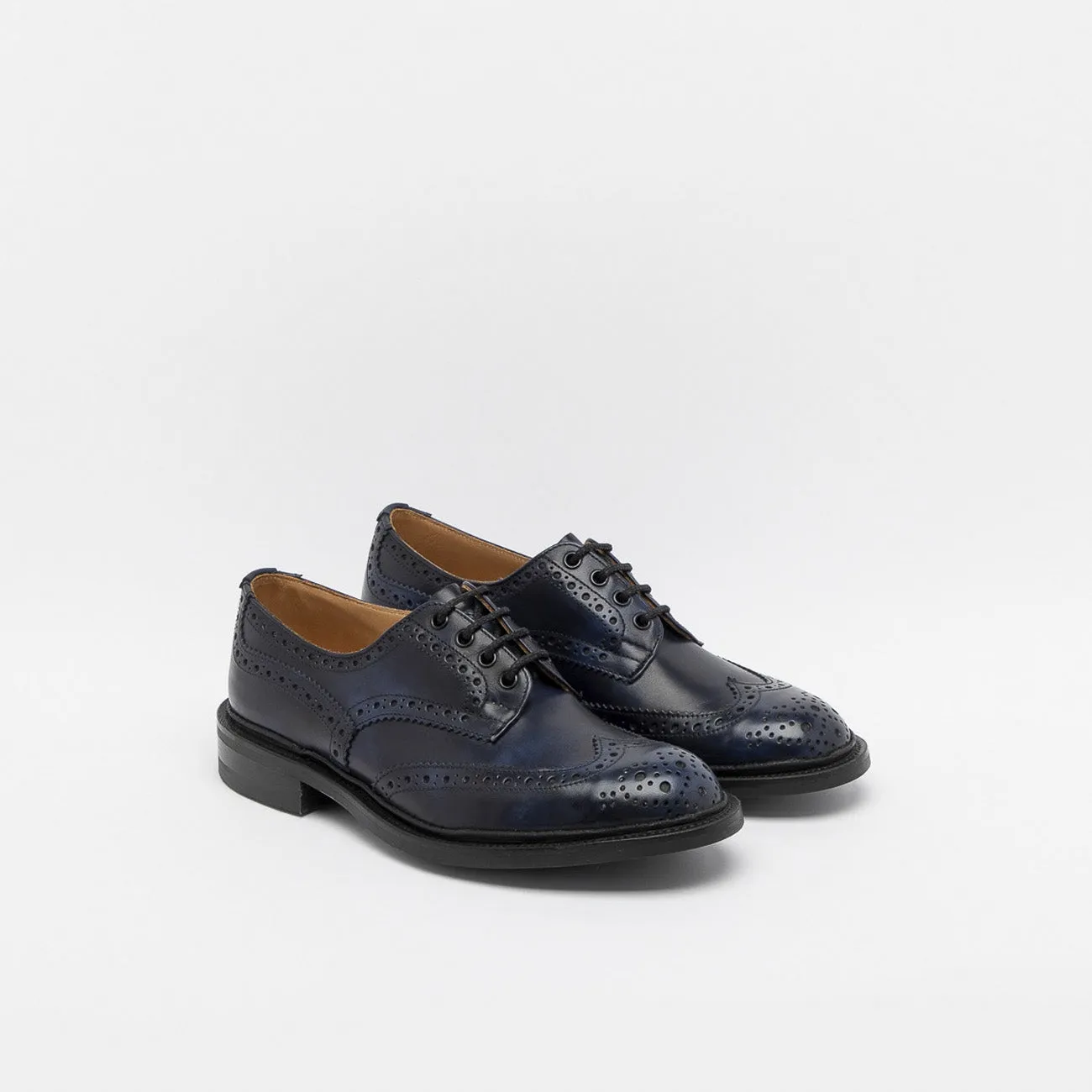 Stringata derby Tricker's Bourton in pelle blu