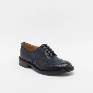Stringata derby Tricker's Bourton in pelle blu