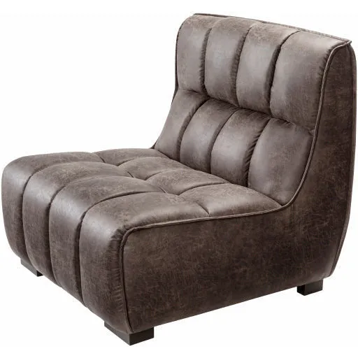Surya Belfort Modern Channeled Charcoal Grey Bonded Leather Accent Chair