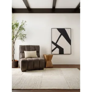 Surya Belfort Modern Channeled Charcoal Grey Bonded Leather Accent Chair