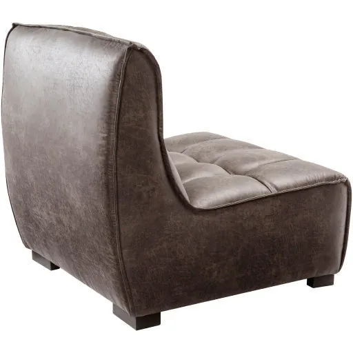 Surya Belfort Modern Channeled Charcoal Grey Bonded Leather Accent Chair