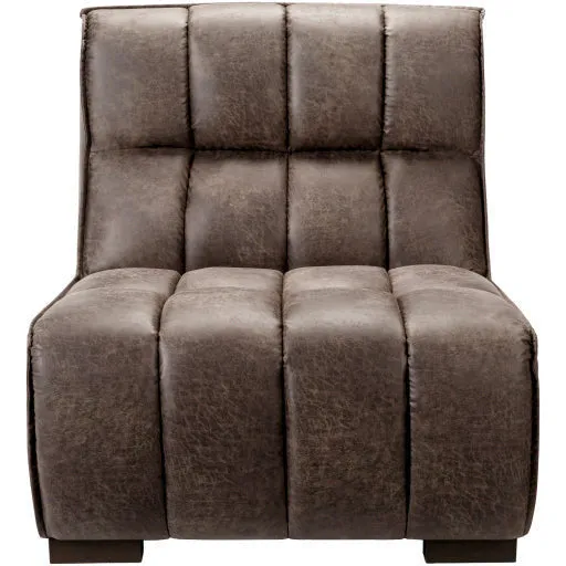 Surya Belfort Modern Channeled Charcoal Grey Bonded Leather Accent Chair