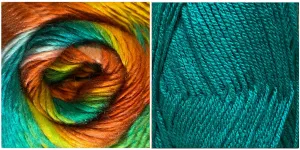 TEAL (Dreamlicious)/WHAT A  WONDERFUL WORLD (Chromatic Wool) Mandala Pillow