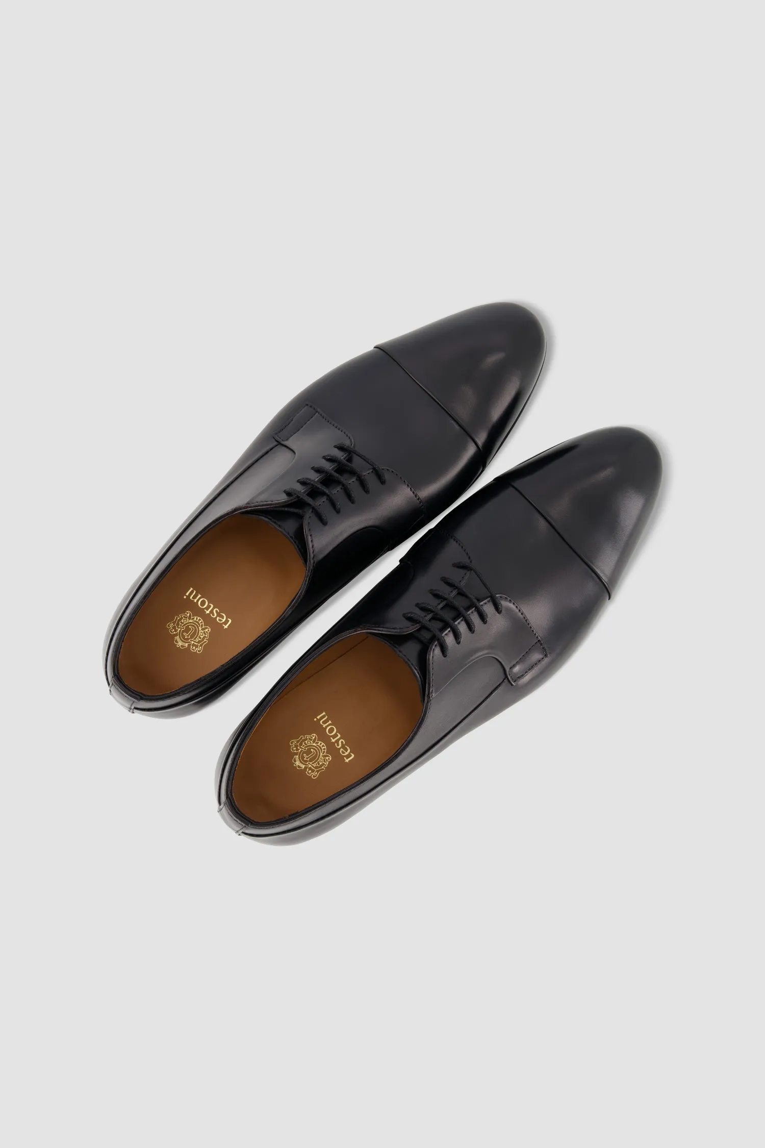 Testoni Black Sant'eulalia Derby Top Calf Shoes