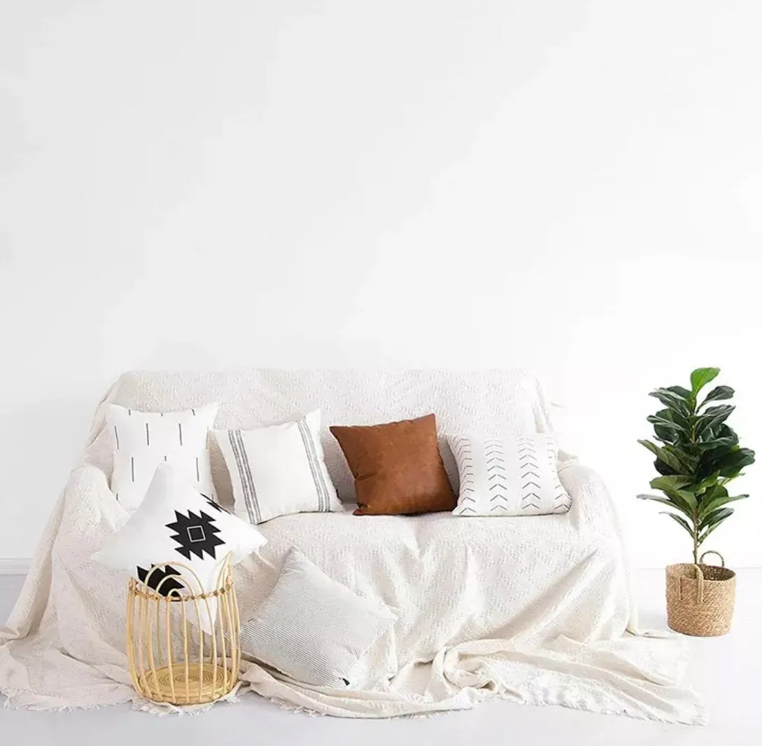 Throw Pillow Set 6, 18x18 Vegan leather throw pillow, Modern Minimal Accent Pillow Covers