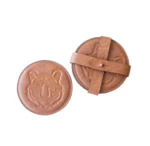 Tiger Leather 4'' Embossed Coasters Brown Antique