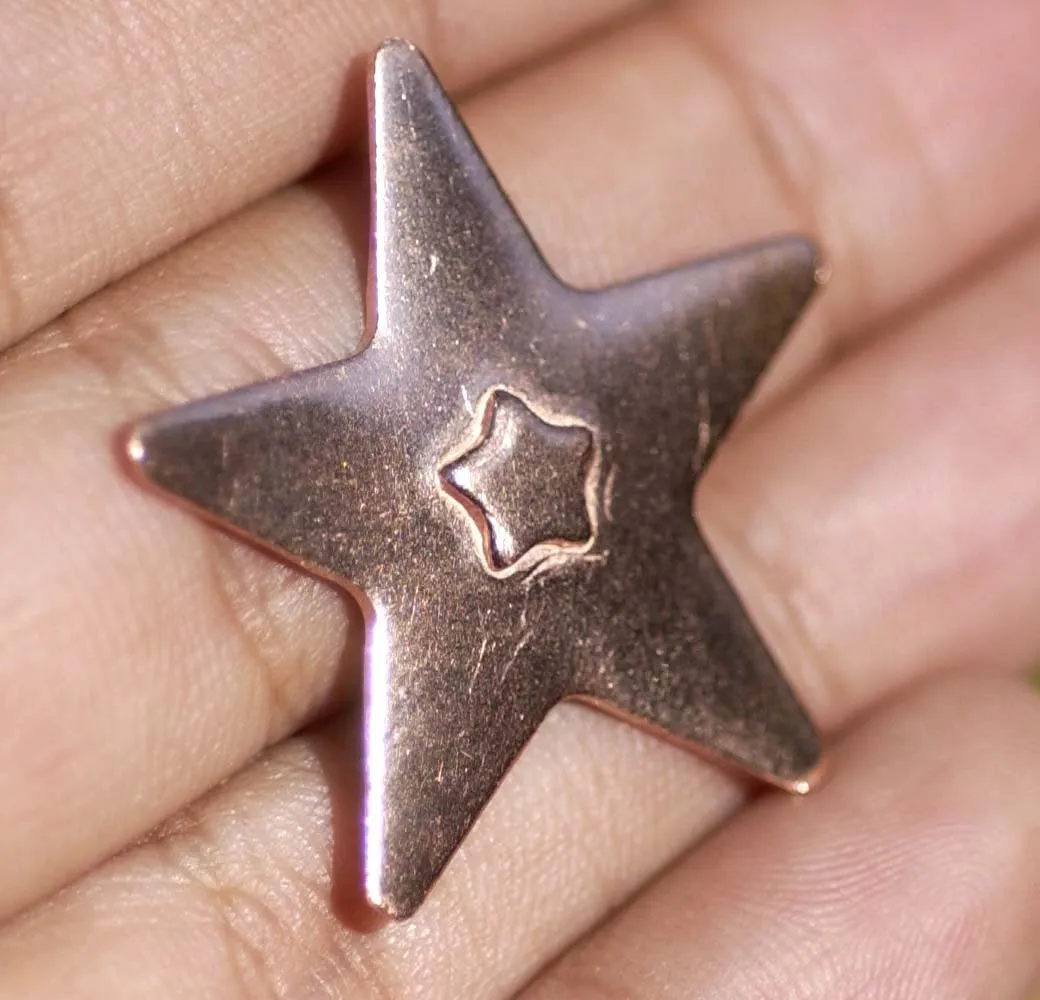 Tiny Star Embossed Blank Cutout for Enameling Stamping Texturing Metalworking Jewelry Making Blanks - 4 pieces