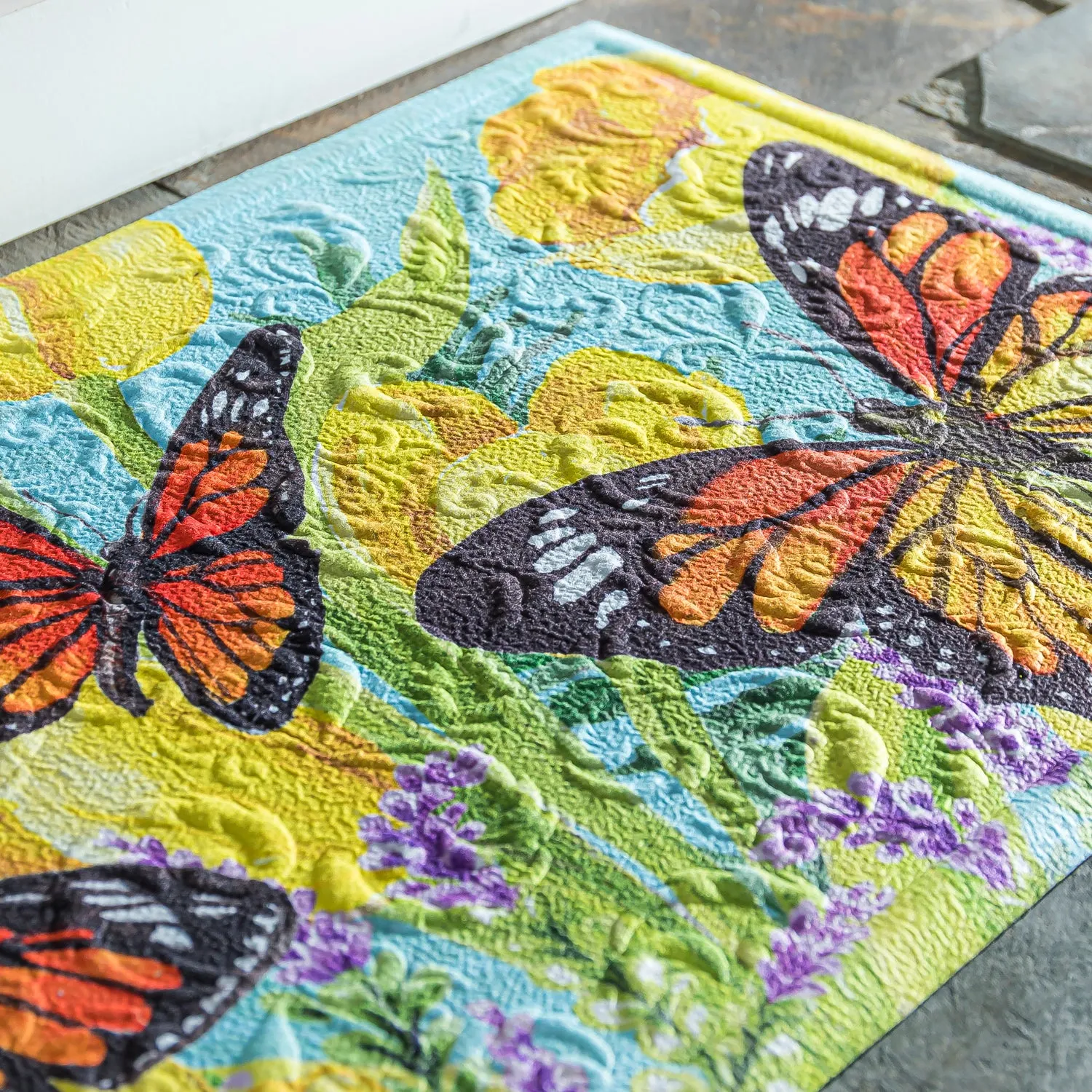 Tulip and Butterfly Embossed Floor Mat,41em2630