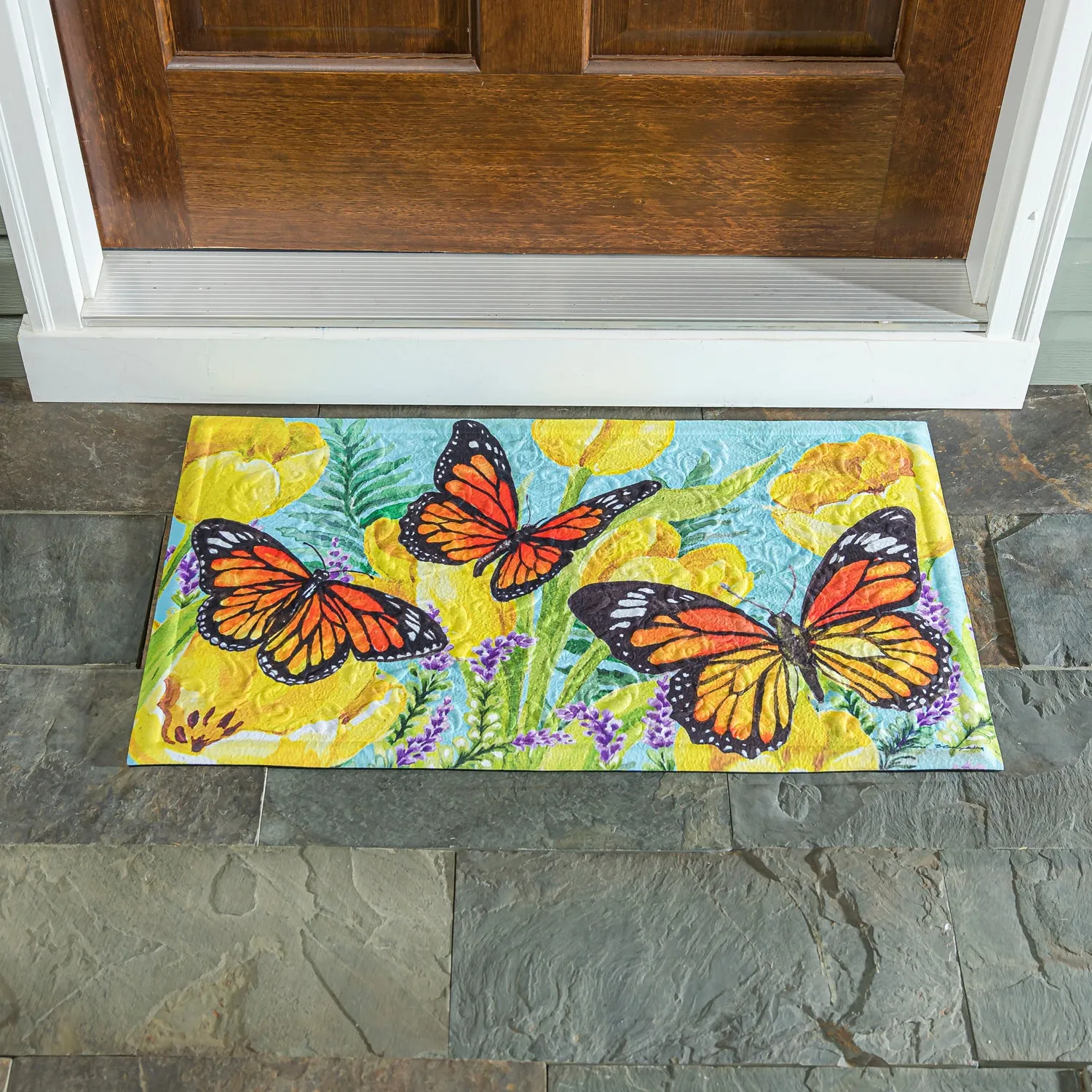 Tulip and Butterfly Embossed Floor Mat,41em2630