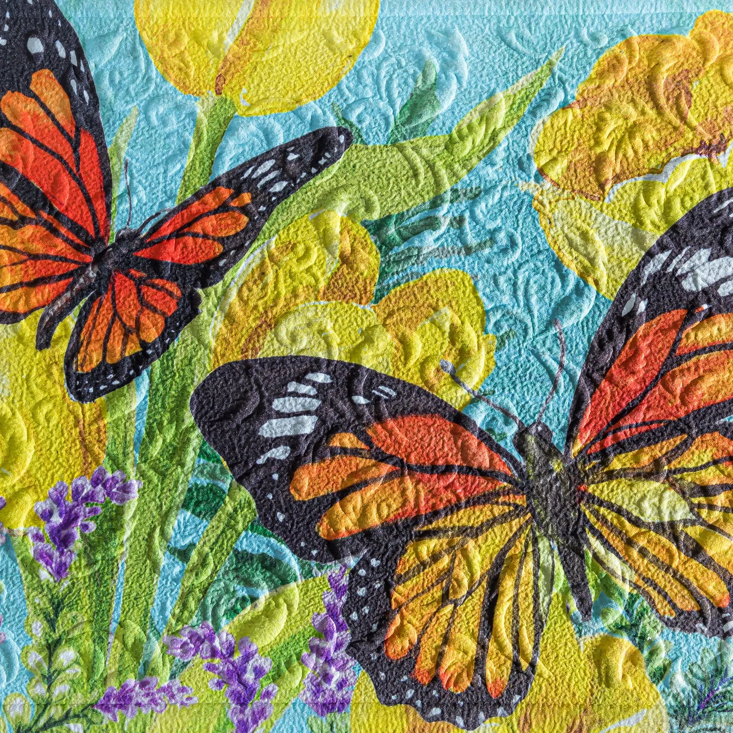 Tulip and Butterfly Embossed Floor Mat,41em2630