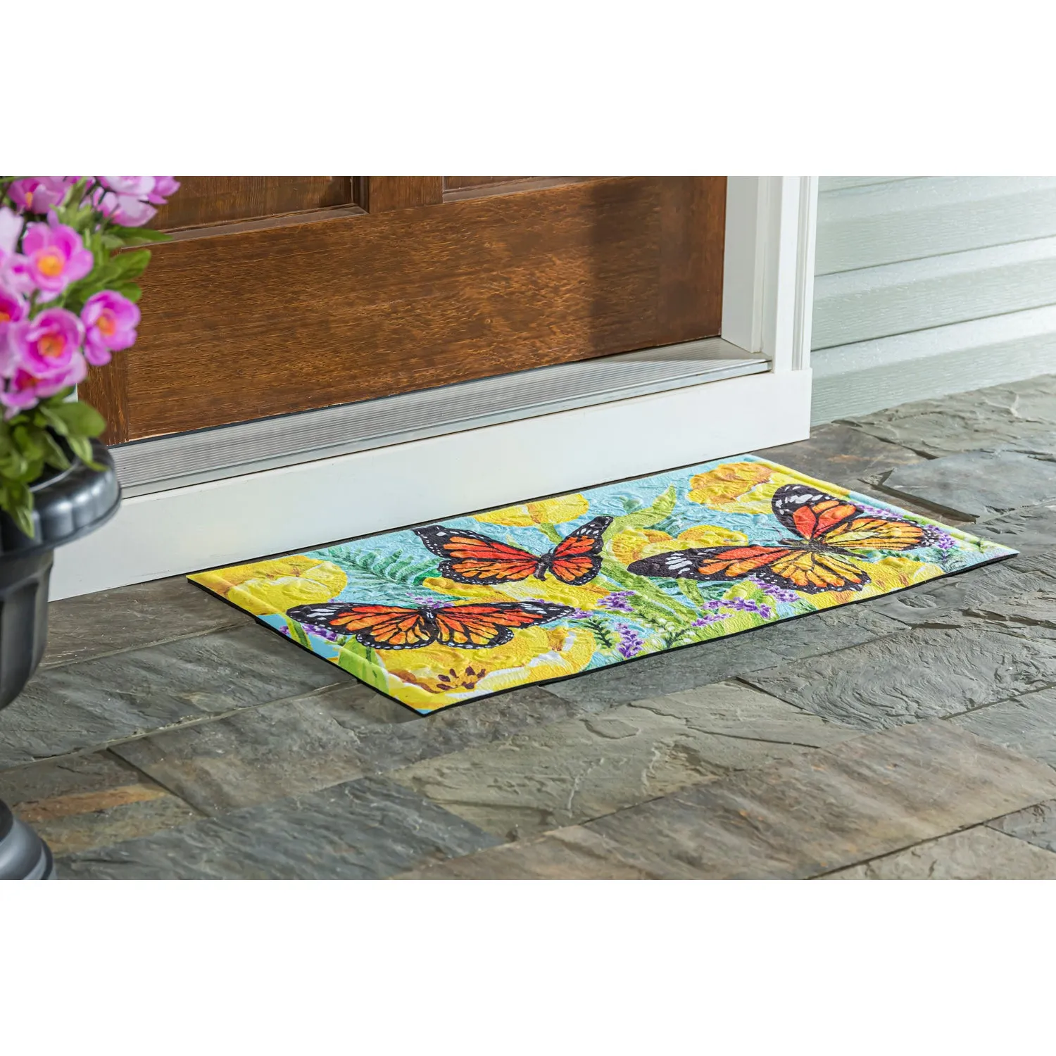 Tulip and Butterfly Embossed Floor Mat,41em2630